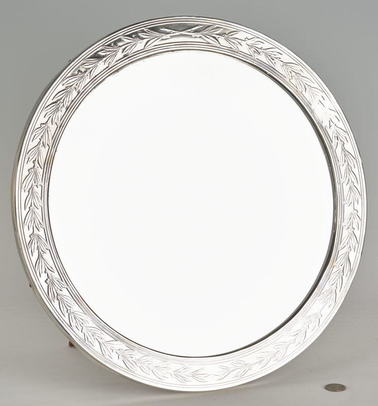 Lot 780: Tiffany & Co. Round Sterling Silver Dressing Mirror