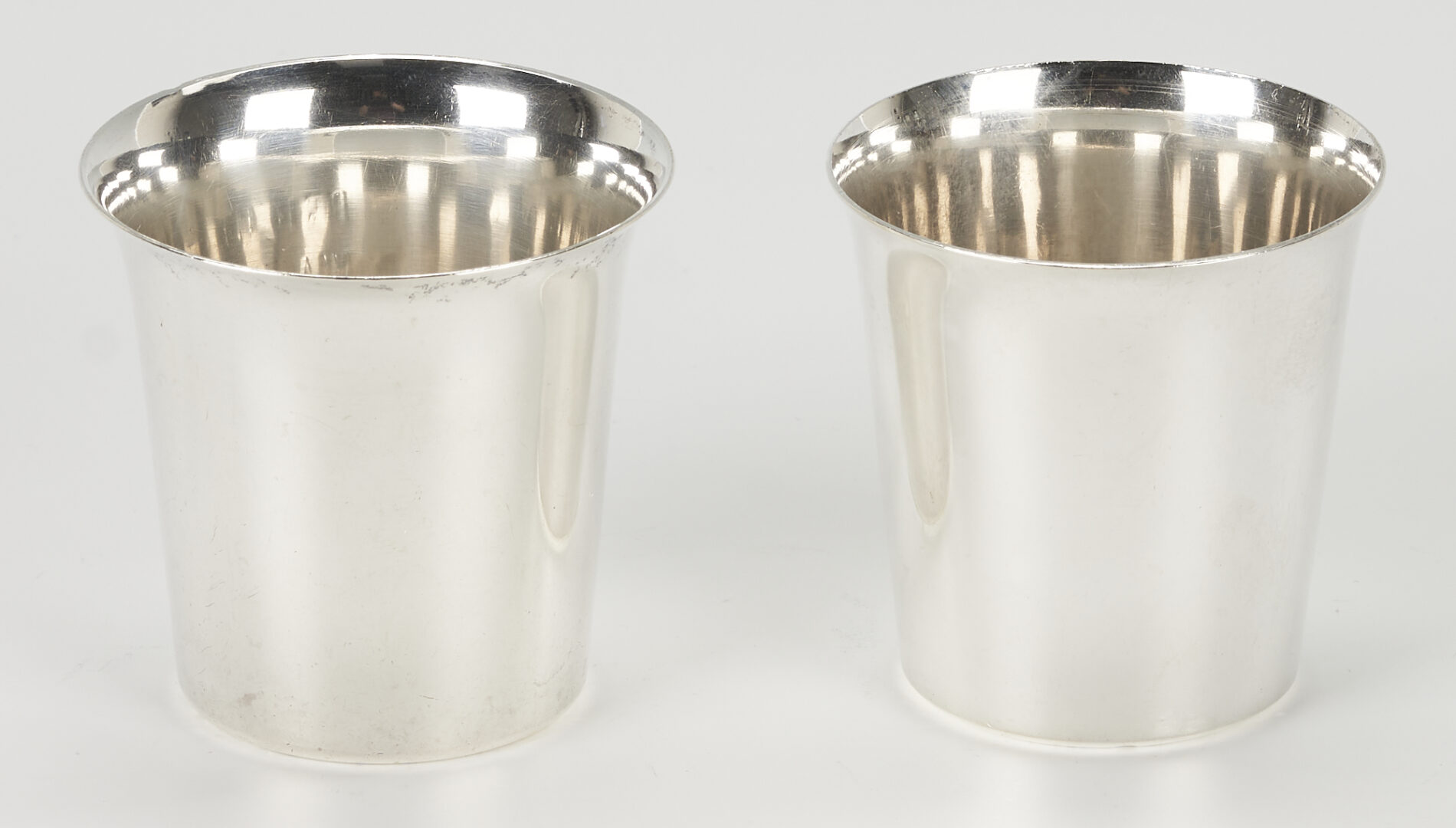 Lot 790: 5 Alvin Sterling Silver Julep Cups and 4 Web Sterling Shot Glasses