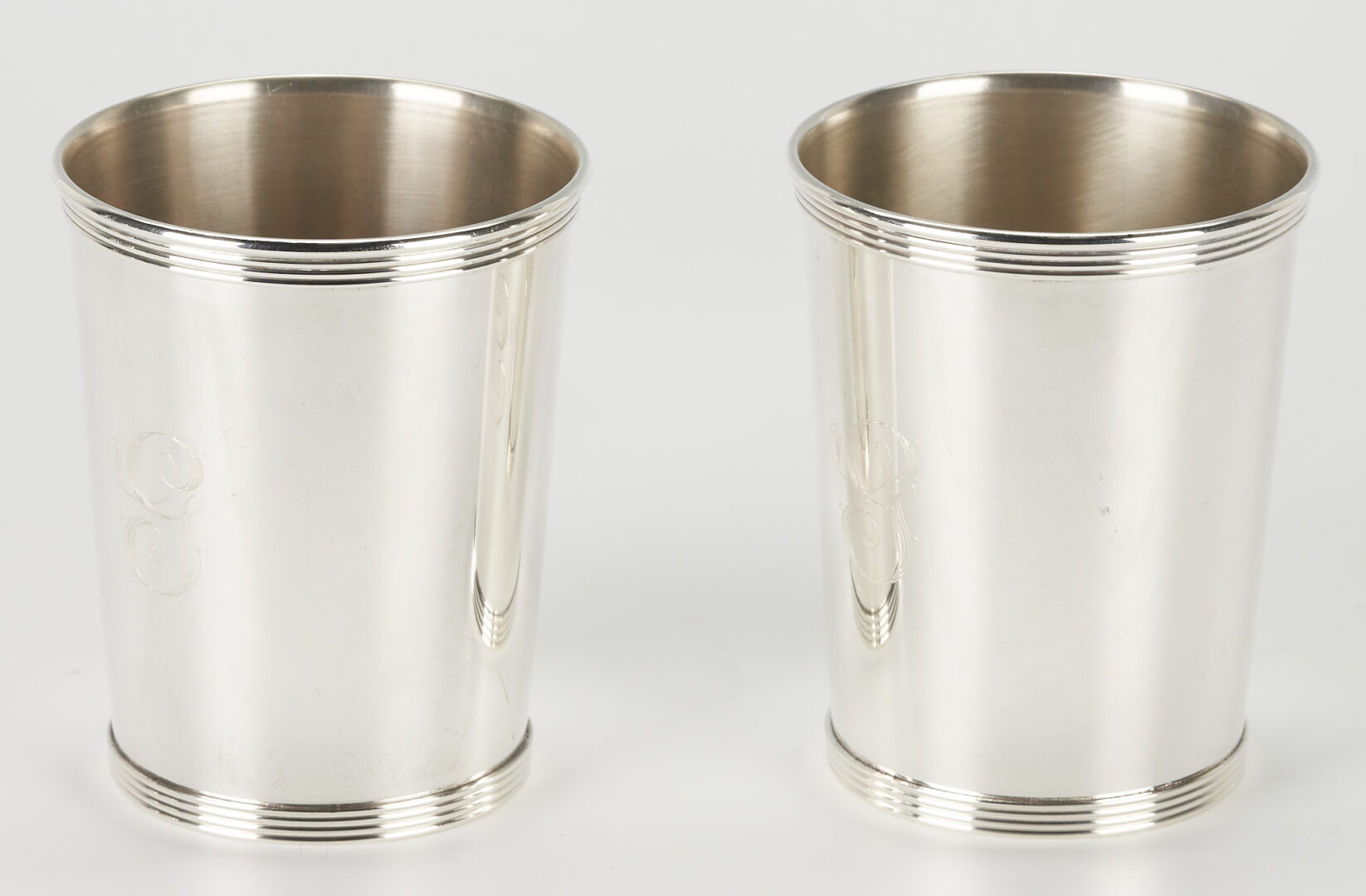 Lot 790: 5 Alvin Sterling Silver Julep Cups and 4 Web Sterling Shot Glasses