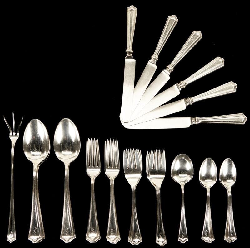 Lot 793: 32 pcs. Whiting Portland Sterling Silver Flatware, Service for 6