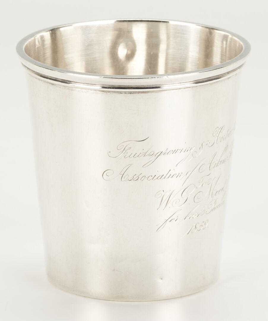 Lot 83: Charleston, SC Coin Silver Agricultural Premium Julep Cup, Best Peaches