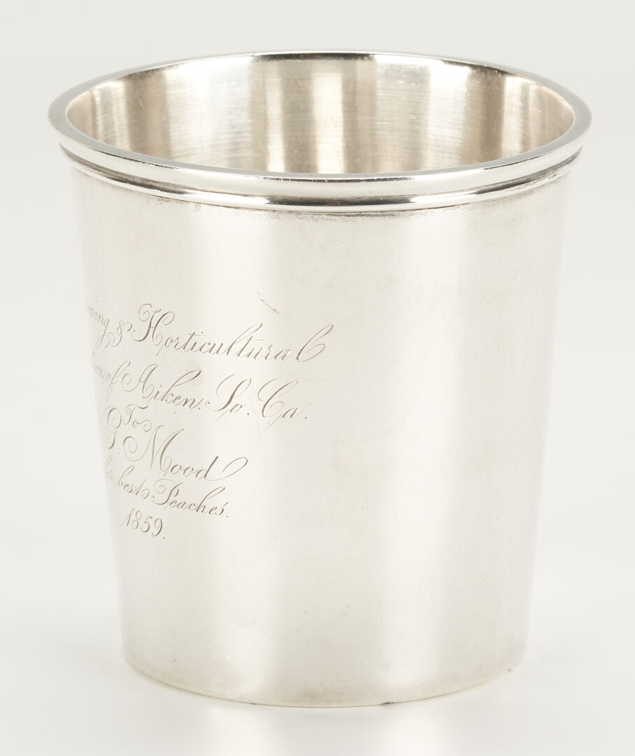 Lot 83: Charleston, SC Coin Silver Agricultural Premium Julep Cup, Best Peaches