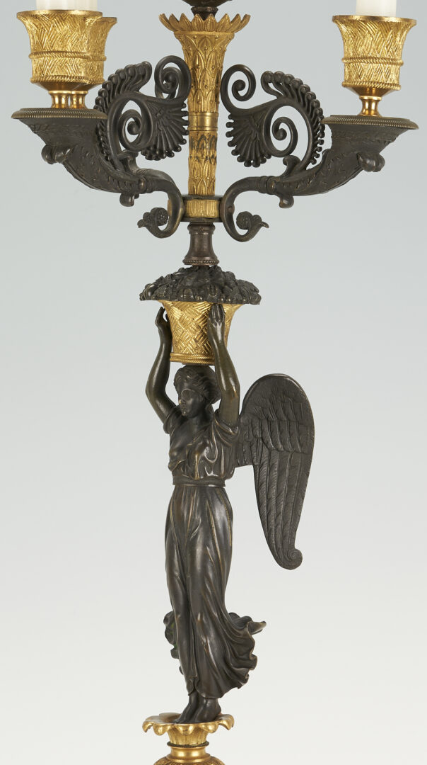 Lot 843: Classical Gilt Bronze Figural Lamp and Candelabra