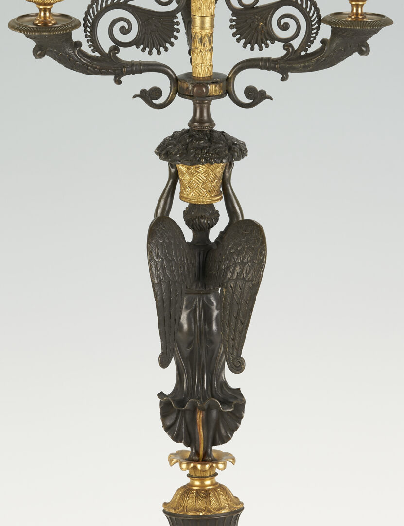 Lot 843: Classical Gilt Bronze Figural Lamp and Candelabra