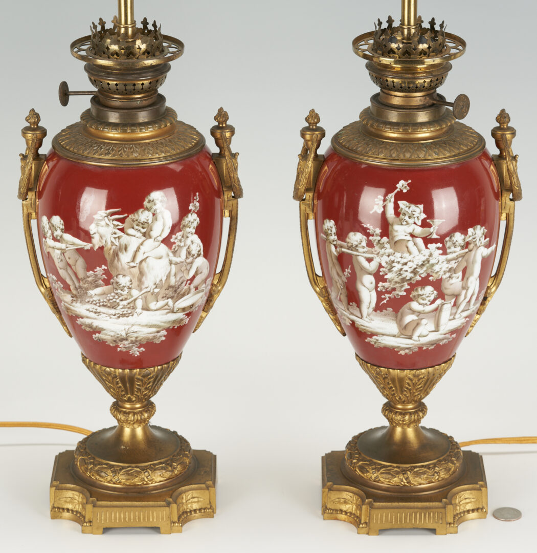 Lot 844: Pair Empire Paris Porcelain Ormolu Mounted Lamps