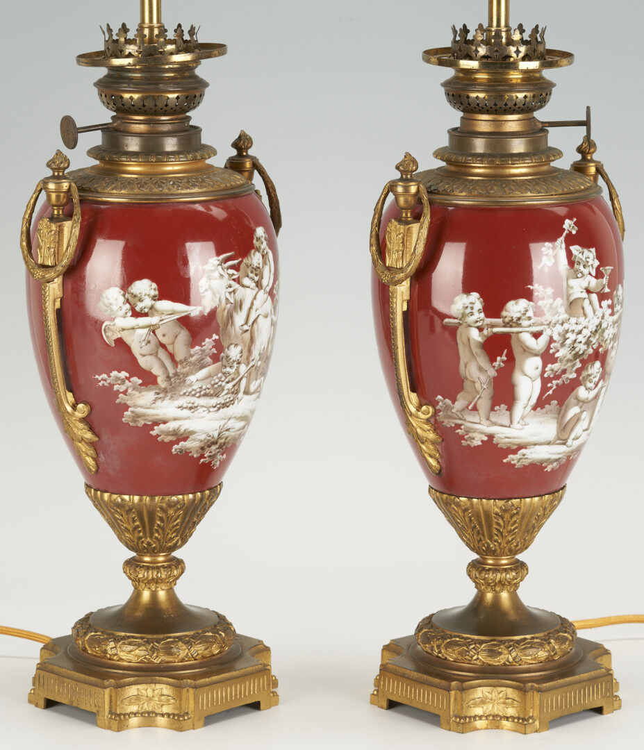 Lot 844: Pair Empire Paris Porcelain Ormolu Mounted Lamps