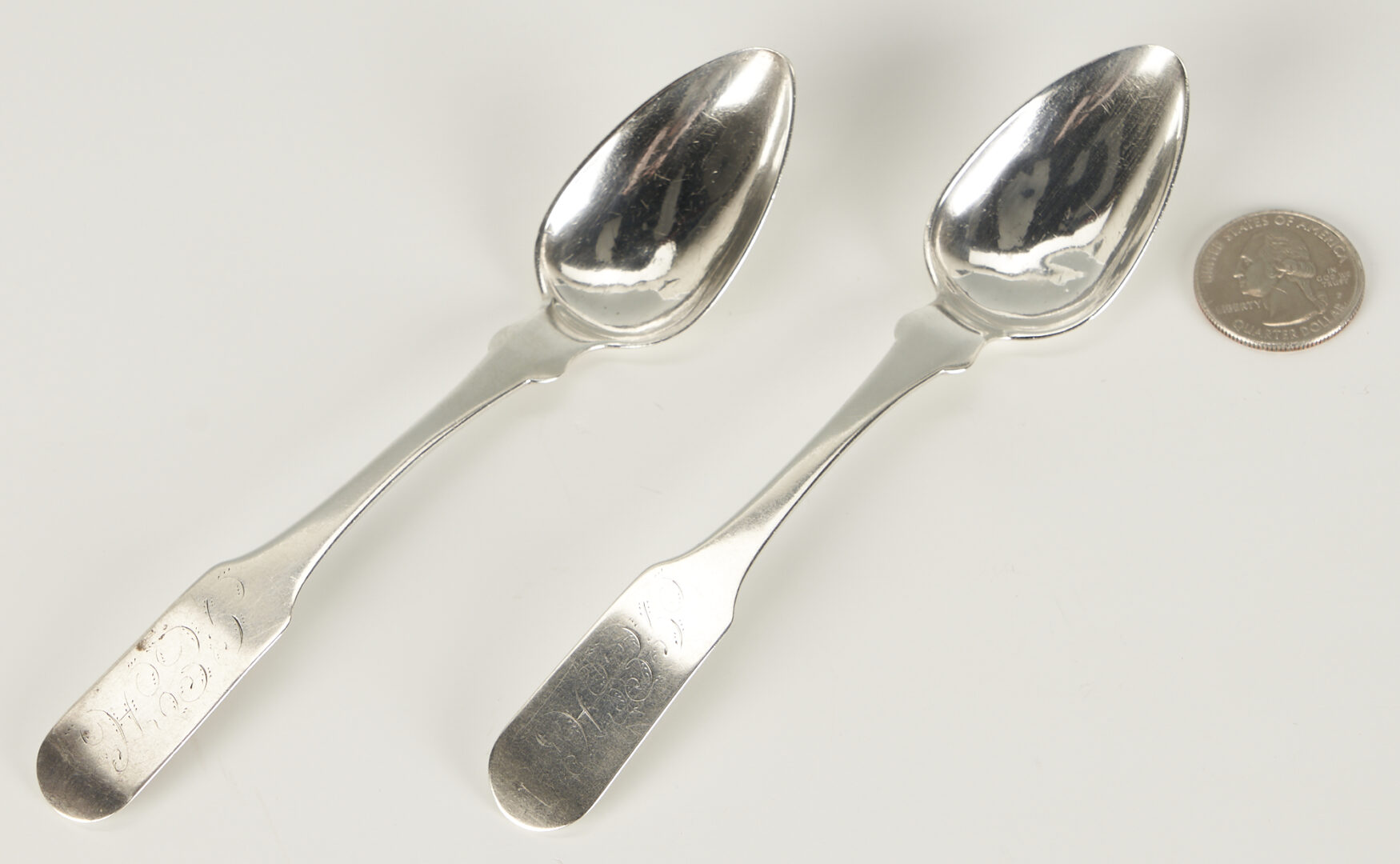 Lot 85: 2 Rare Campbell & Prior NC Coin Silver Spoons