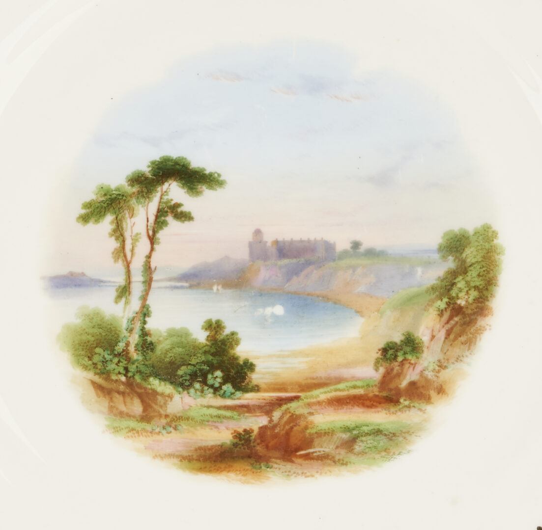 Lot 862: English Scenic Landscape Dessert Set, 14 Pcs.