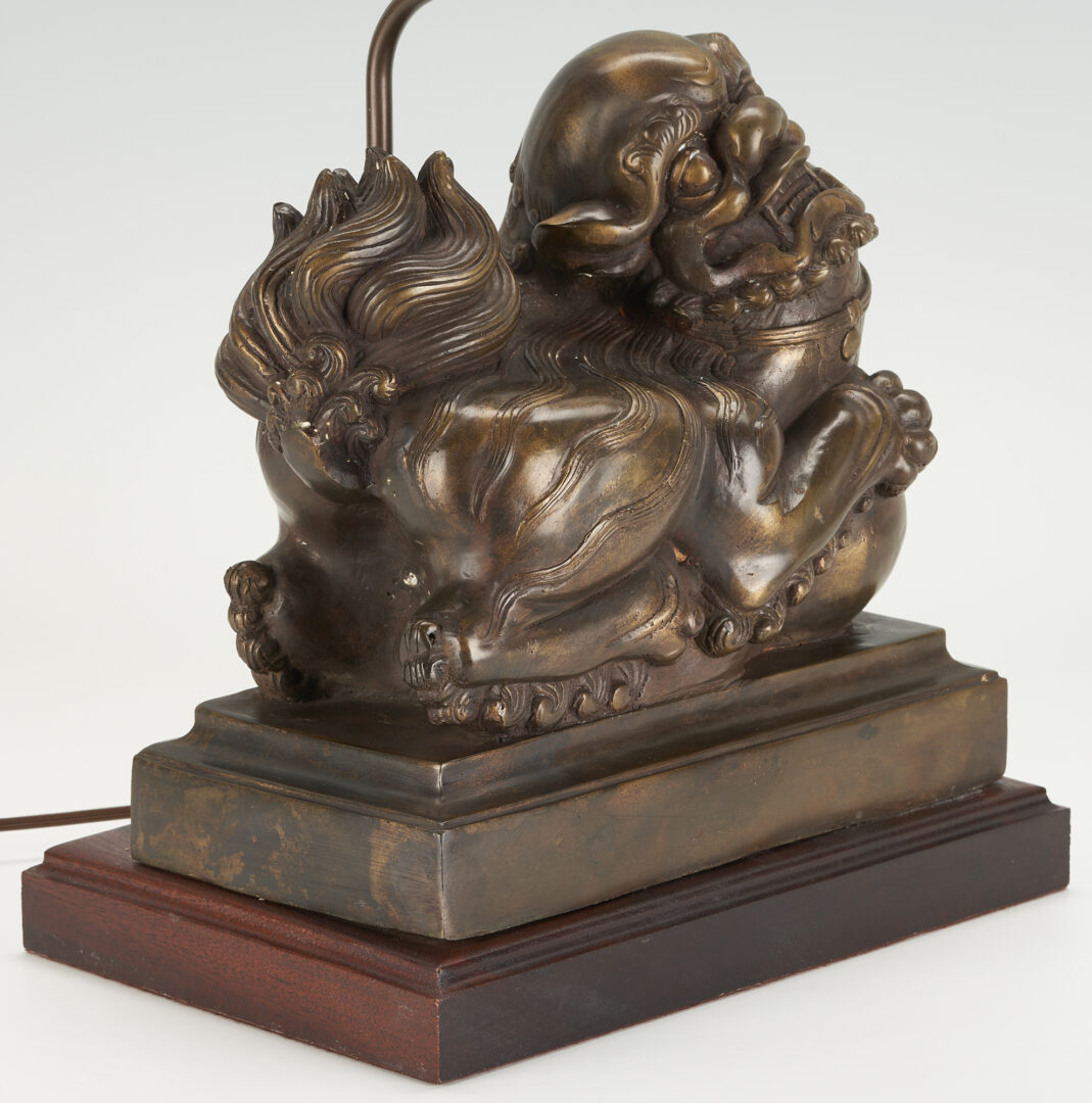 Lot 878: Figural Bronze Foo Dog Sculpture, Mounted as Lamp