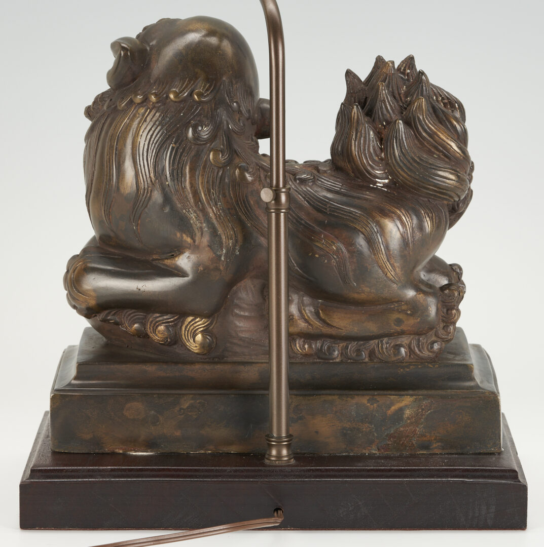 Lot 878: Figural Bronze Foo Dog Sculpture, Mounted as Lamp