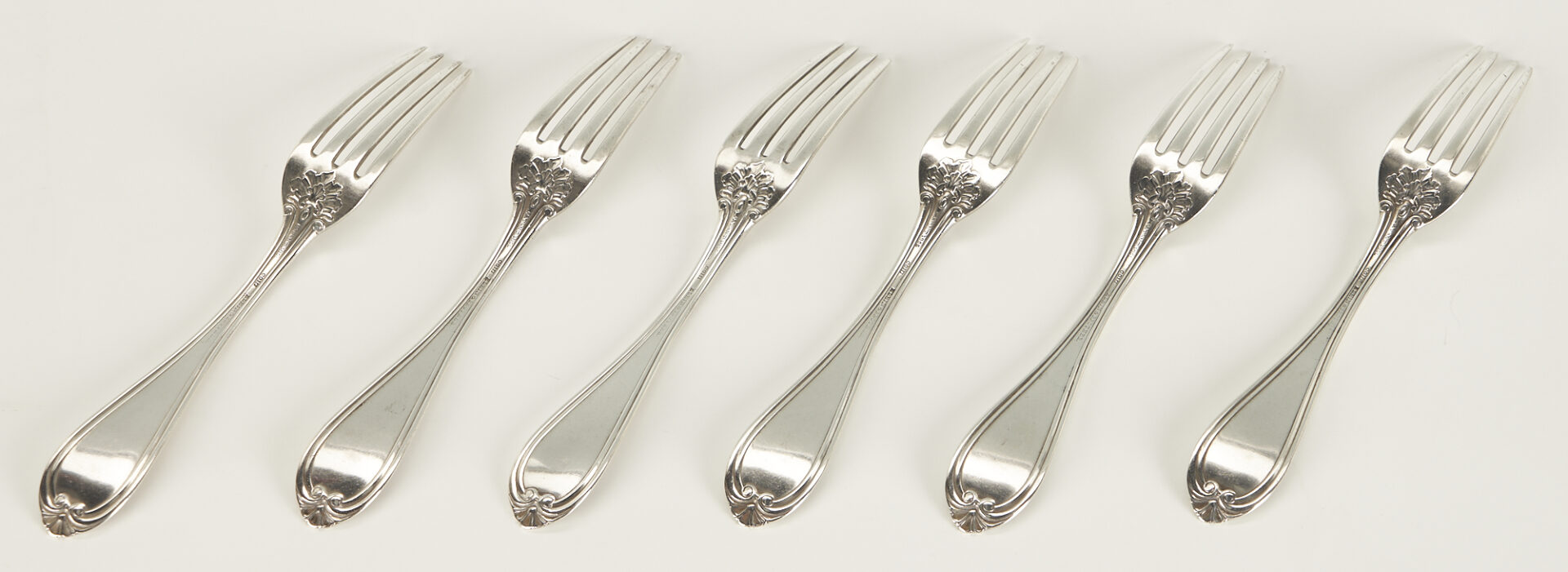 Lot 87: Six Mississippi Coin Silver Forks, Klein & Brother