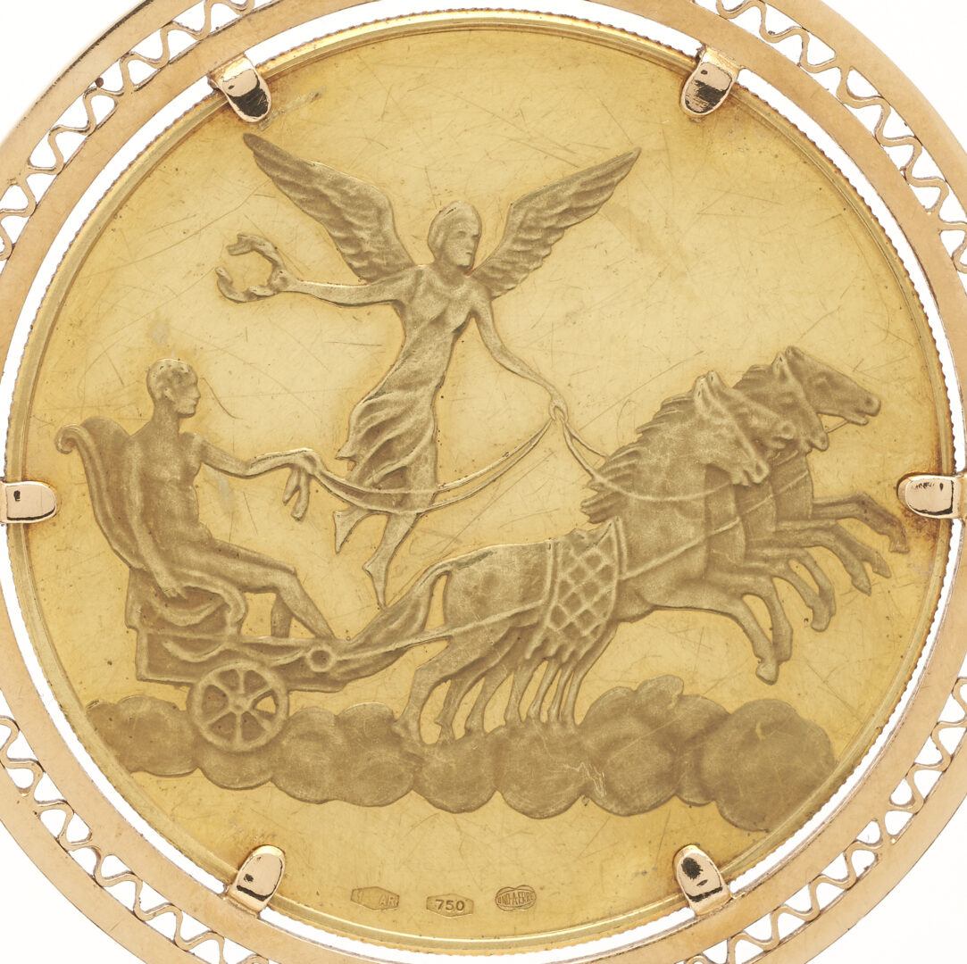 Lot 881: 18K Gold Coin Pendant w/ 14K Gold Bezel