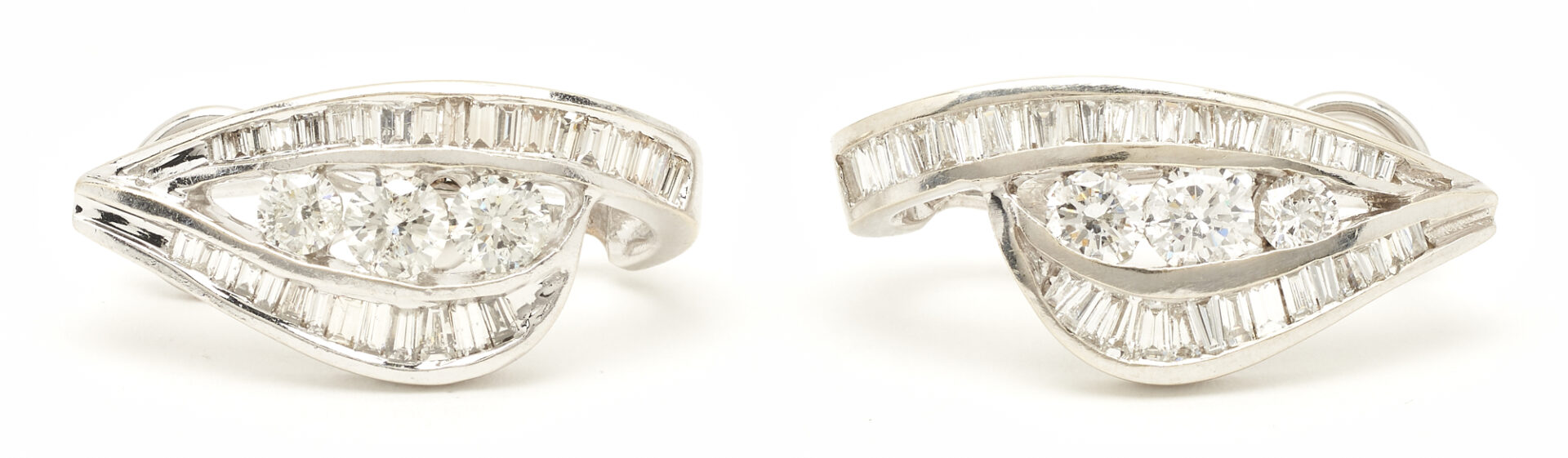 Lot 884: 14K White Gold & Diamond Earrings