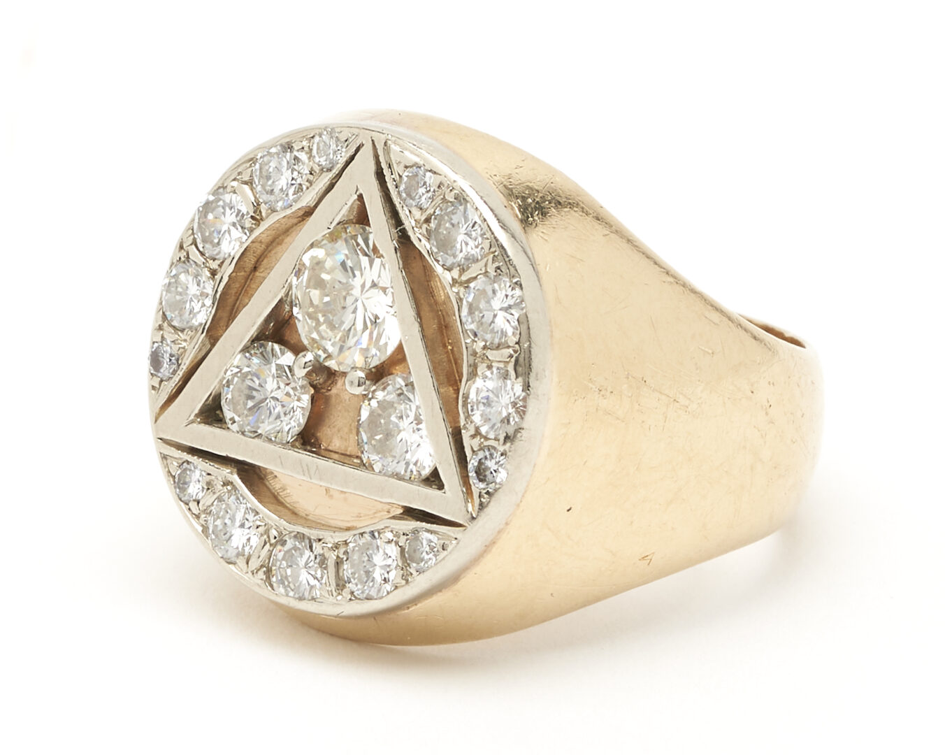 Lot 889: Men's 14K Diamond Signet Ring