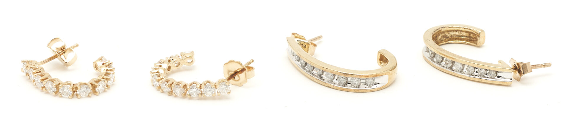 Lot 898: 4 Pairs of Gold & Diamond Earrings