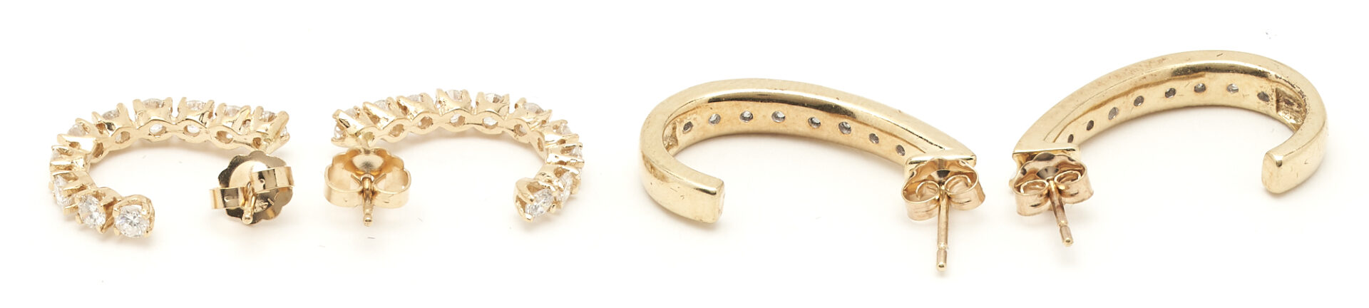 Lot 898: 4 Pairs of Gold & Diamond Earrings