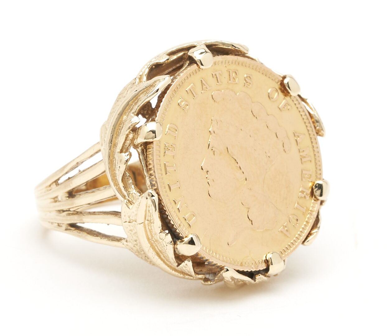 Lot 917: Ladies' 14K & $3 Gold Coin Ring