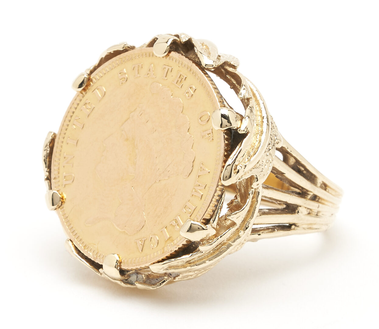 Lot 917: Ladies' 14K & $3 Gold Coin Ring