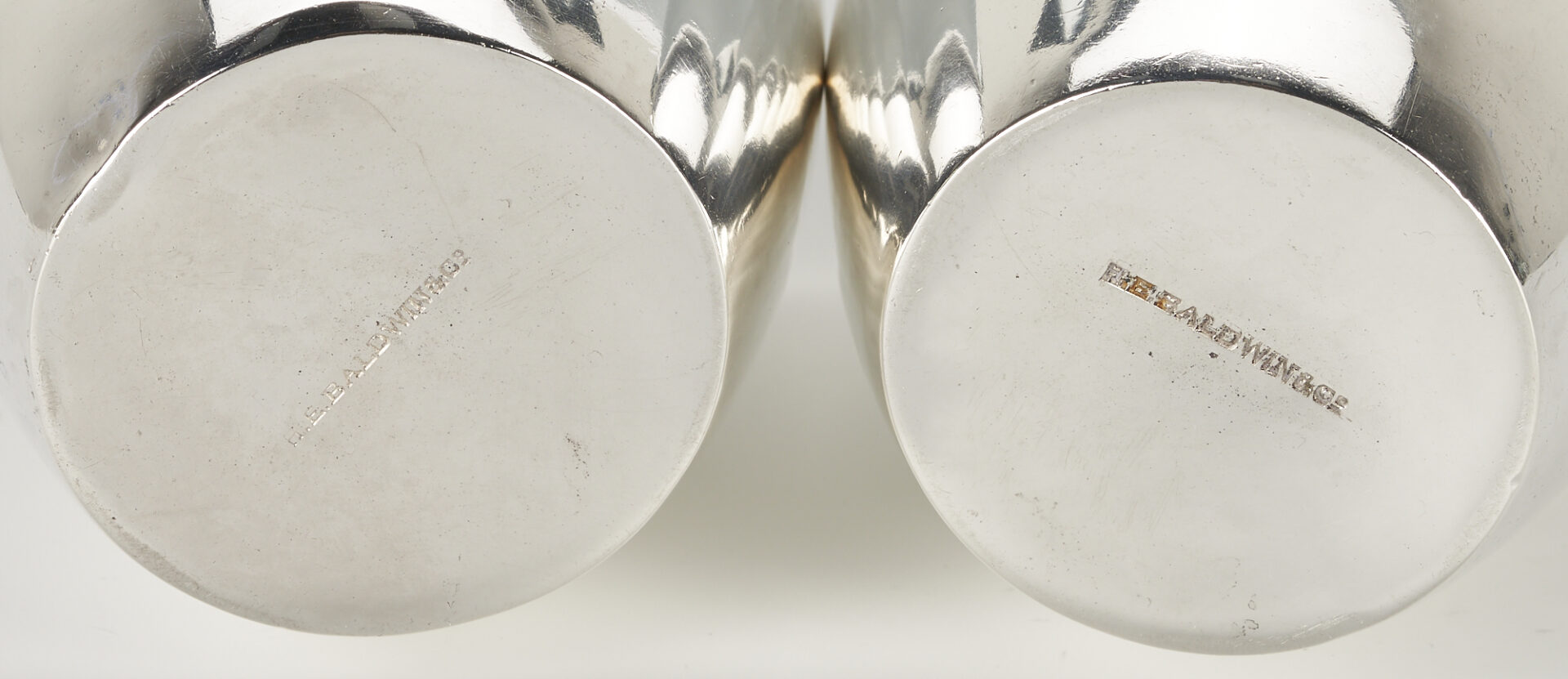 Lot 91: Pair Coin Silver Cups, H.E. Baldwin of Louisiana
