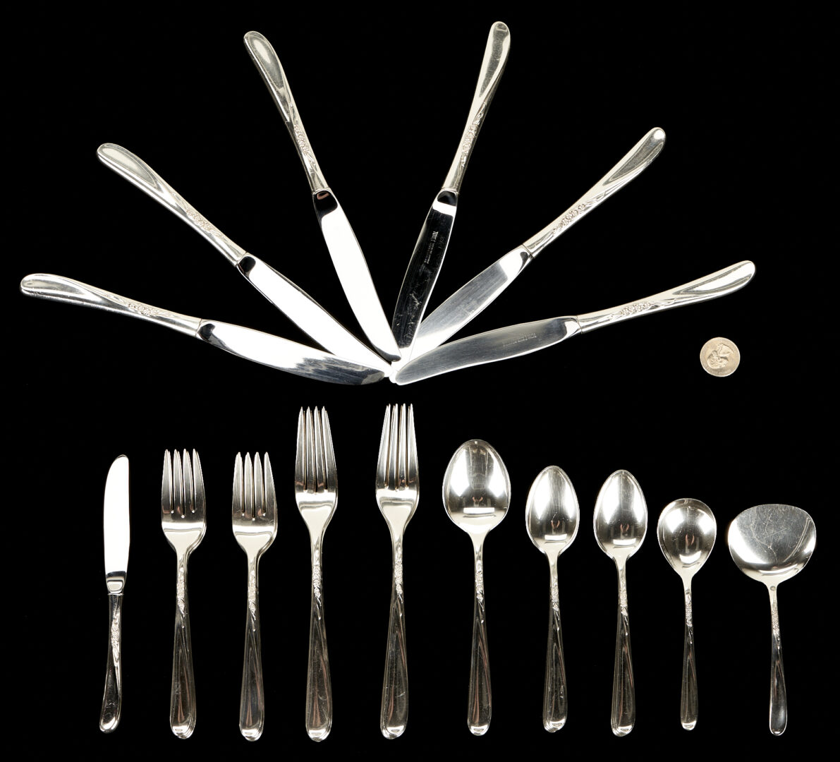 Lot 940: 29 Pcs. Towle Silver Spray Sterling Silver Flatware, Service for 6