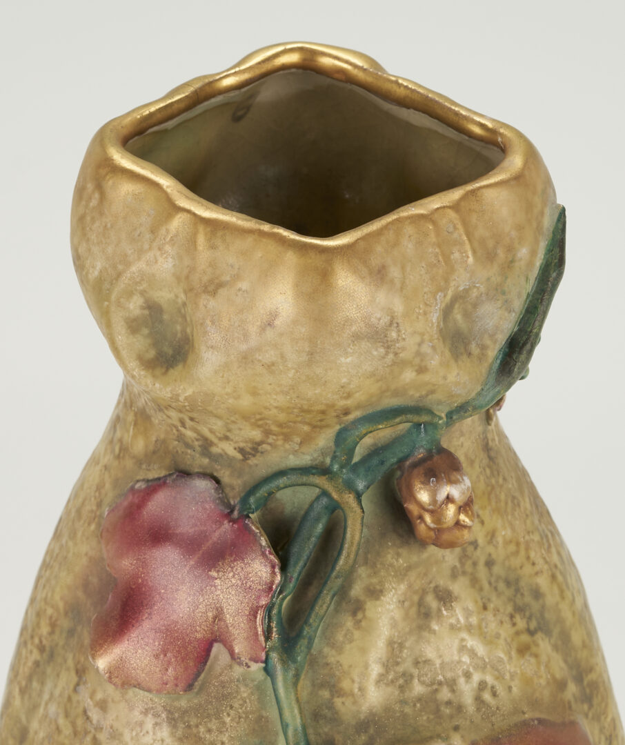 Lot 945: Austrian Amphora Floral Encrusted Vase