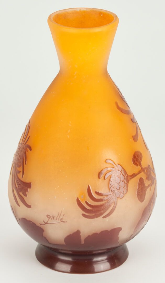 Lot 946: Galle Cameo Glass Chrysanthemum Vase