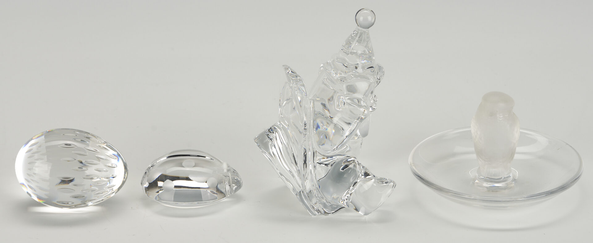 Lot 947: Grouping of 8 Figural Crystal Items, incl. Faberge, Baccarat, & Lalique
