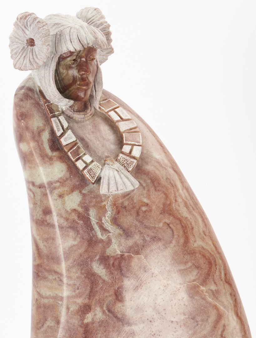 Lot 966: Alvin Marshall Alabaster Sculpture, Hopi Dreams