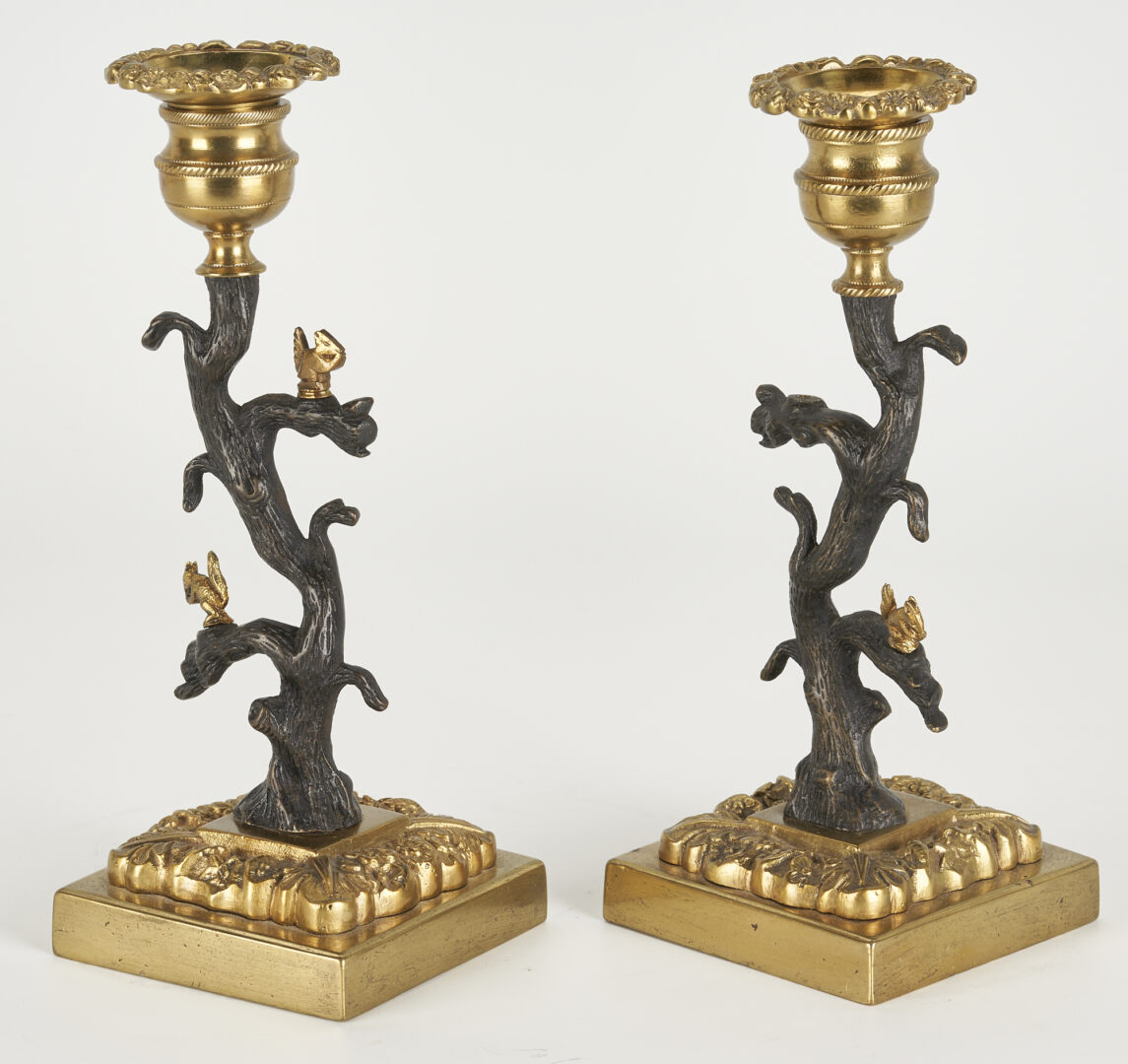 Lot 96: PJ Mene Bronze Urn and Pair Black Forest Candlesticks