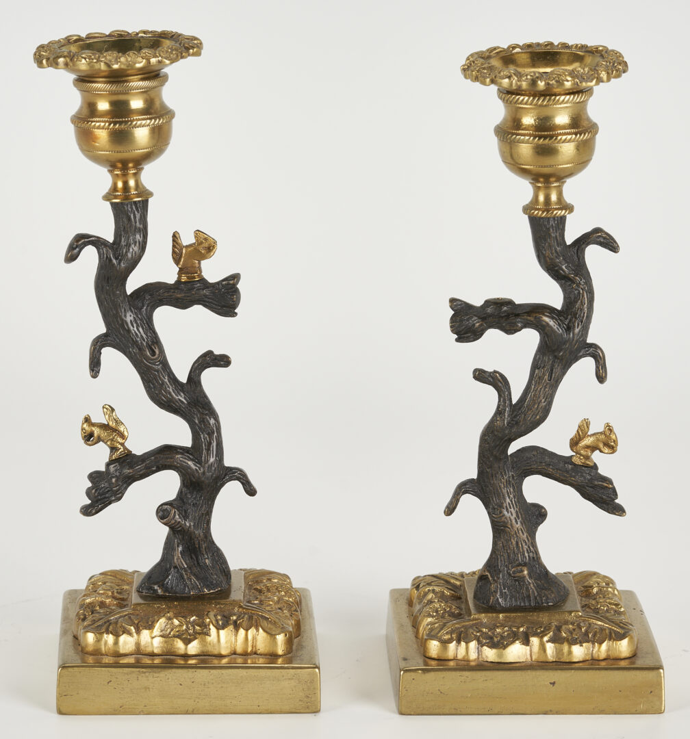 Lot 96: PJ Mene Bronze Urn and Pair Black Forest Candlesticks
