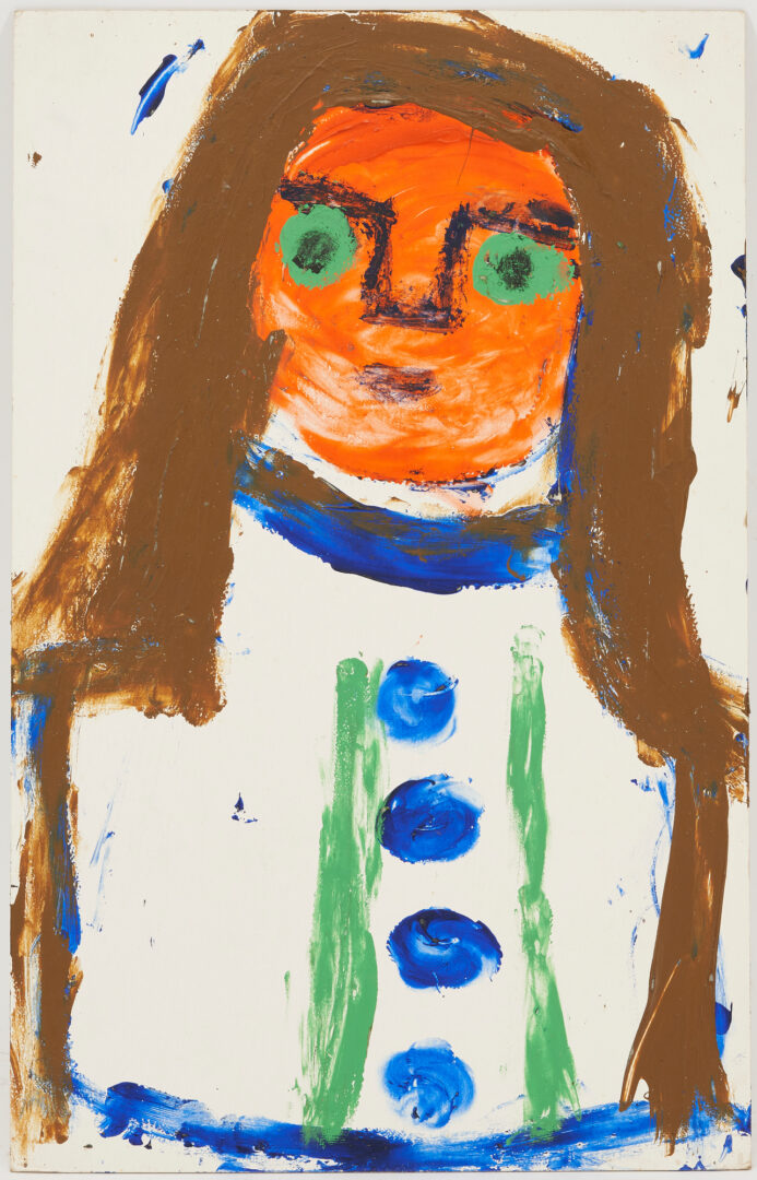 Lot 983: Eddy Mumma Outsider Art Painting, Figure w/ Orange Face