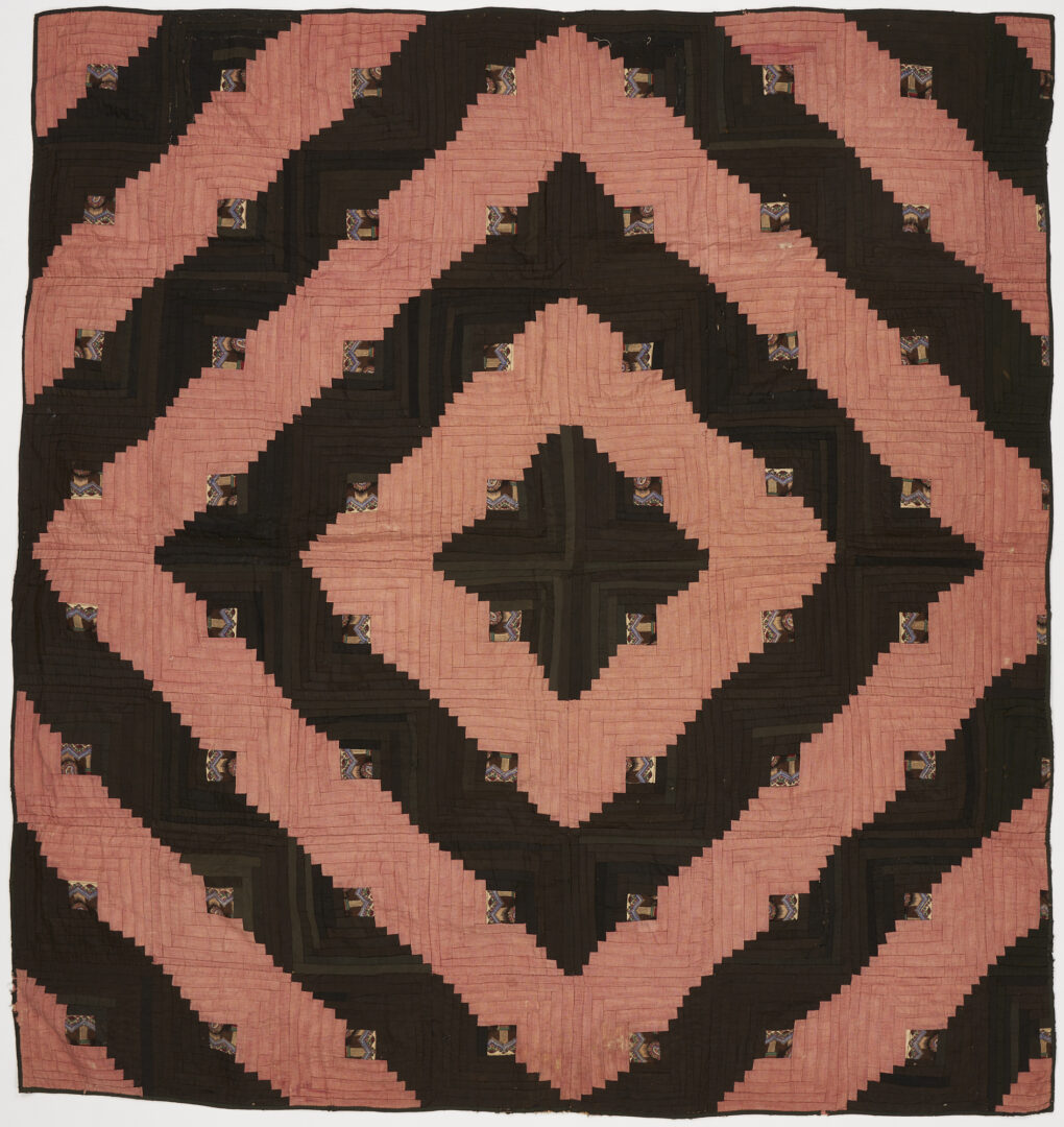Lot 987: 2 American Quilts, Log Cabin Sunshine & Shadow Circa 1890, Drunkard's Path
