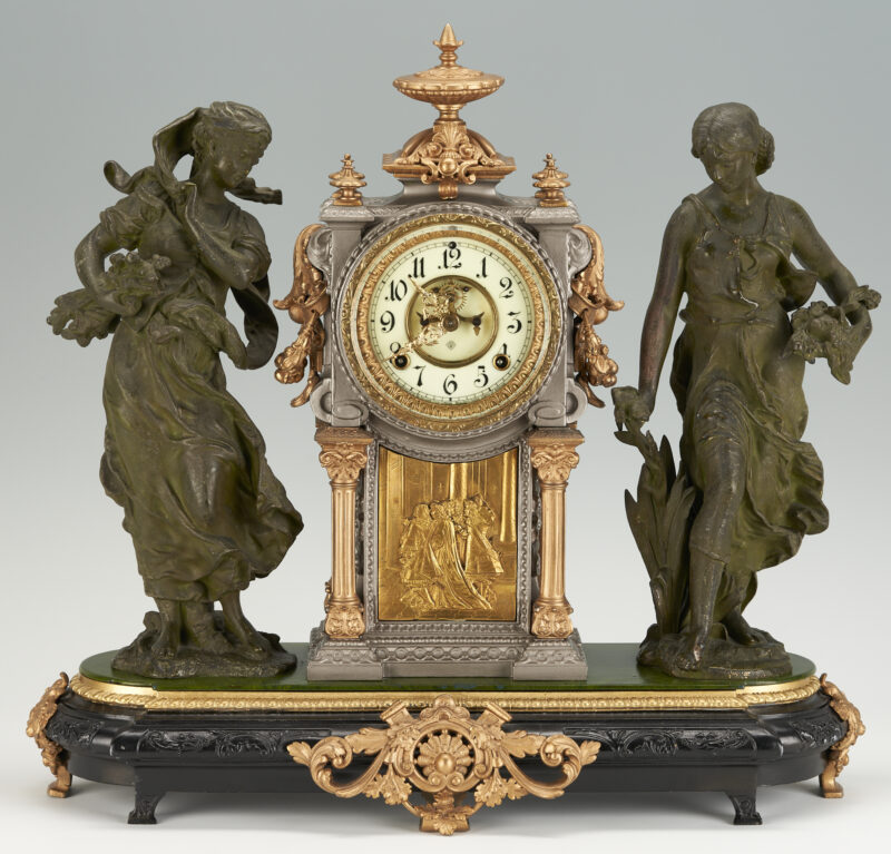 Lot 99: Ansonia Double Figure Clock, Summer & Winter