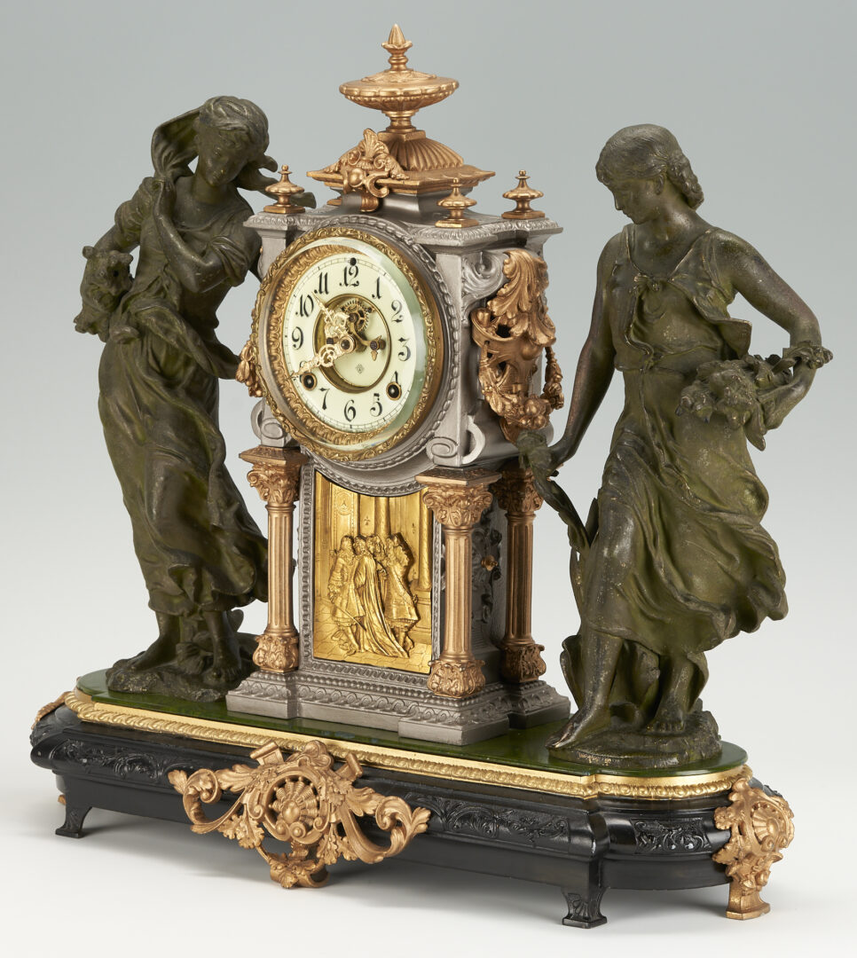 Lot 99: Ansonia Double Figure Clock, Summer & Winter