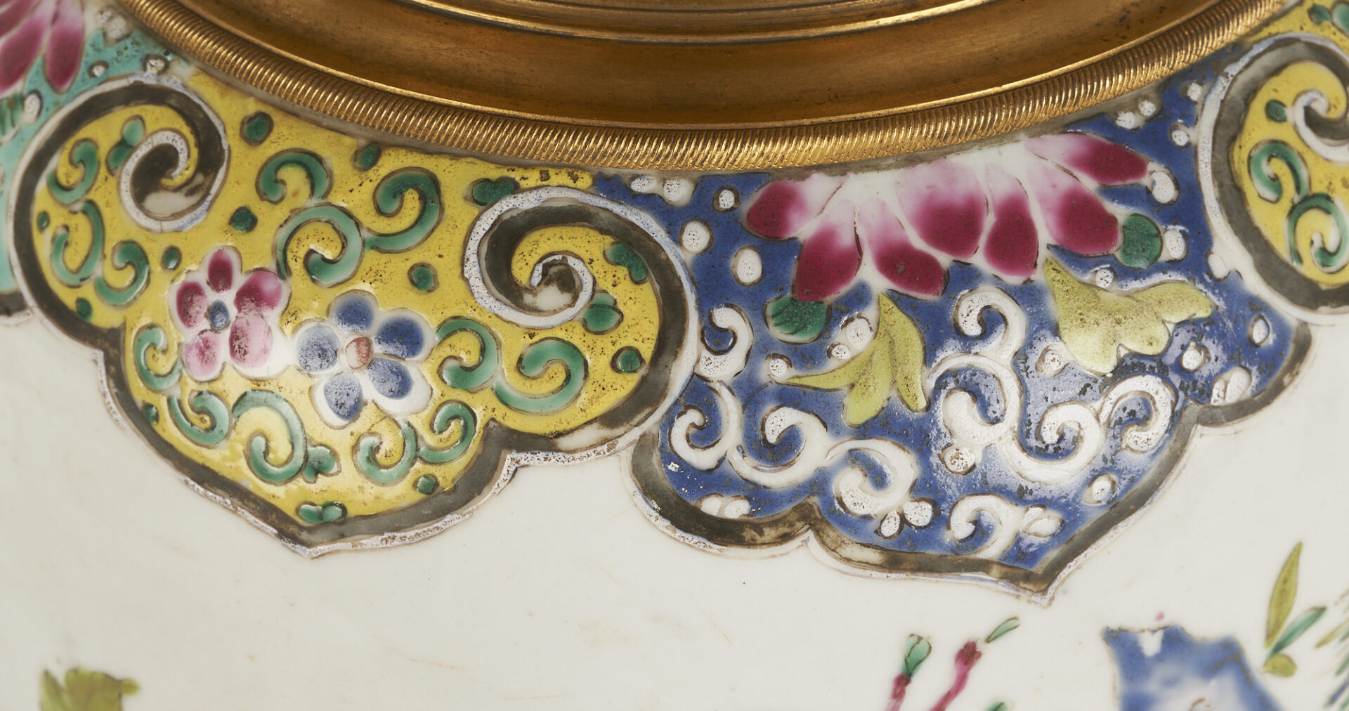 Lot 9: Chinese Famille Rose Ormolu Mounted Porcelain Vase Lamp