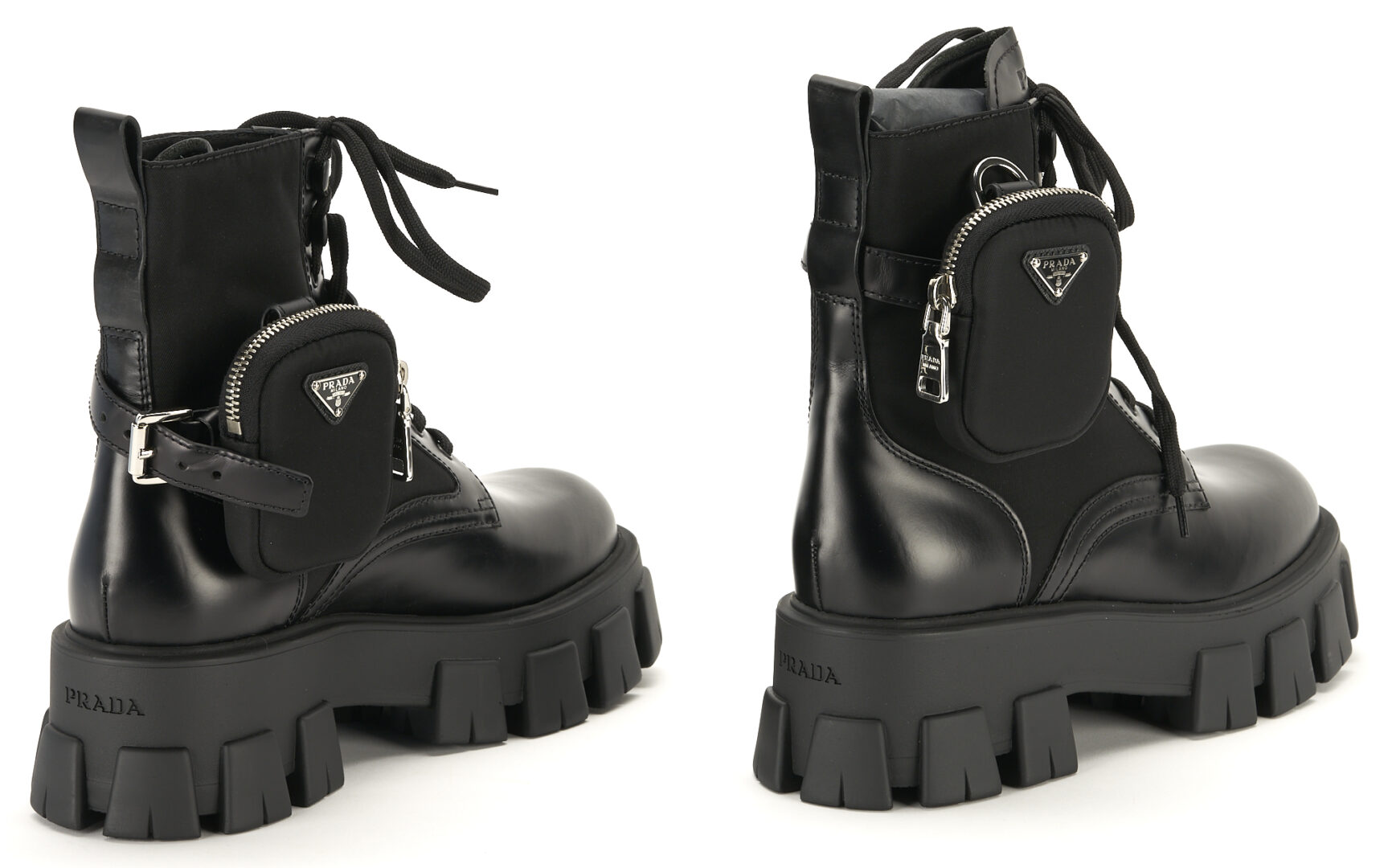 Lot 126: Prada Black Monolith Calfskin & Nylon Boots
