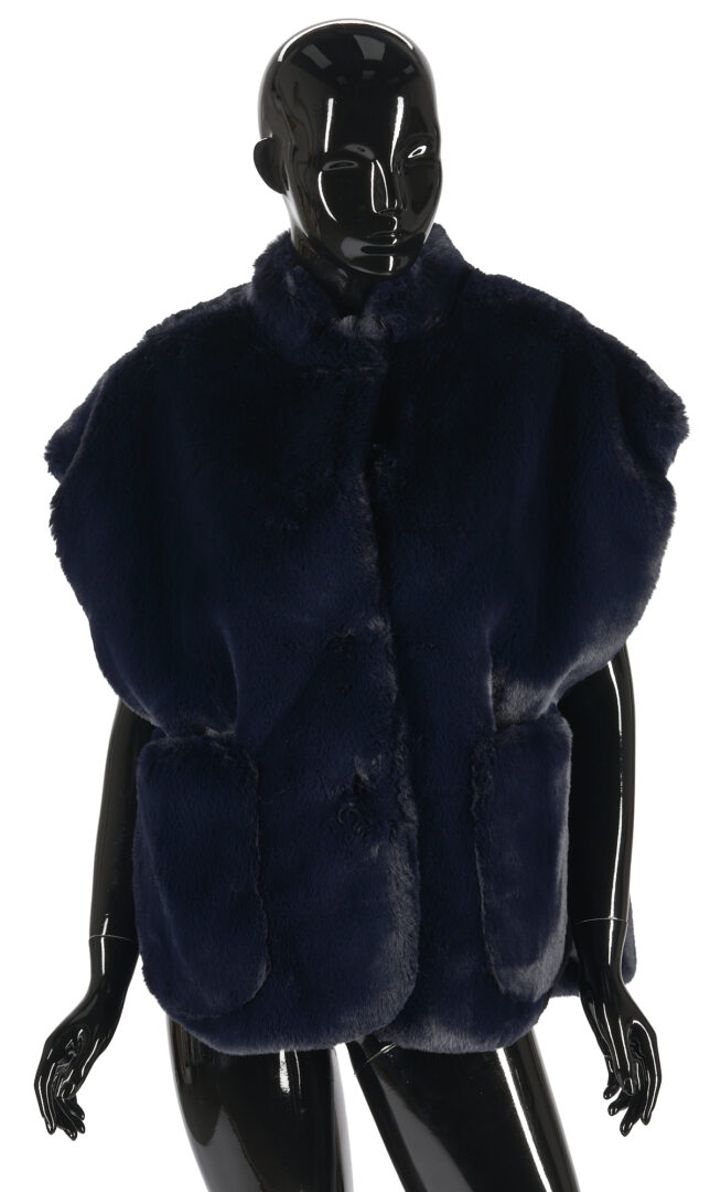 Lot 132: Burberry Oversized Navy Faux Fur Vest