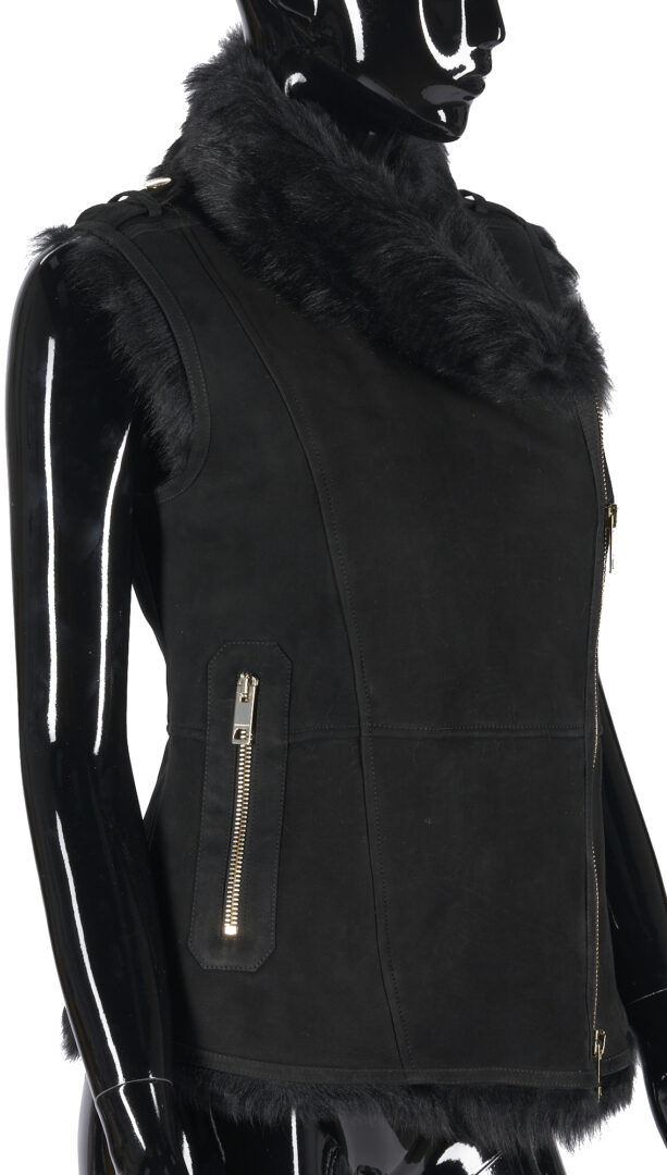 Lot 134: Burberry Shearling Leather Vest & Brit Tee