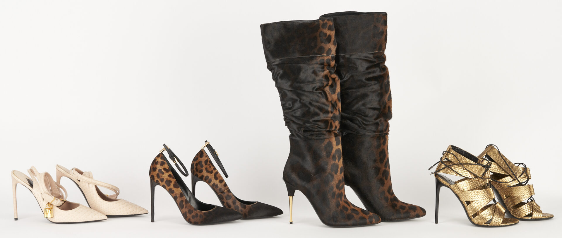 Lot 144: 4 Pairs of Tom Ford Shoes, Python & Leopard Print