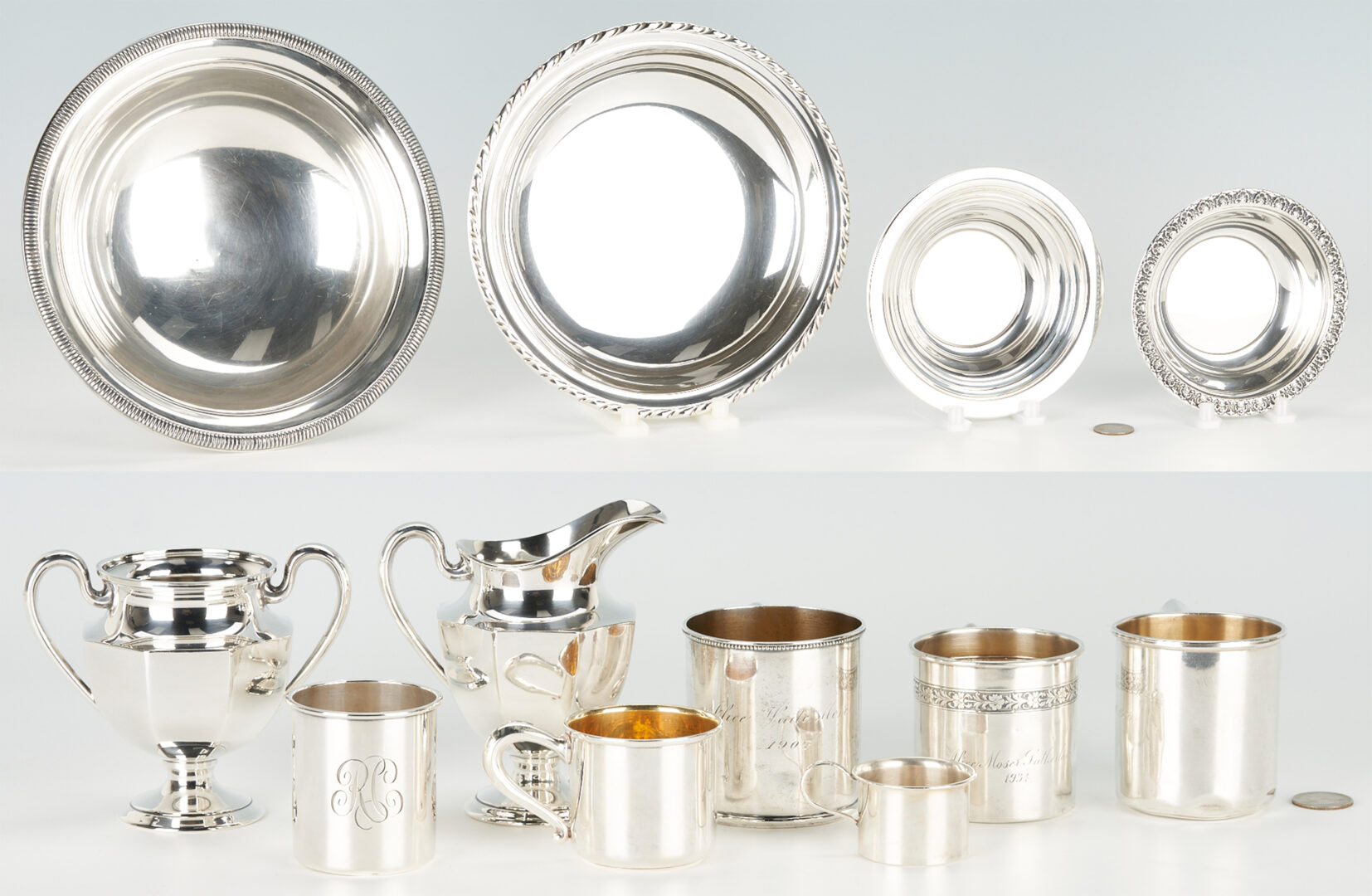 Lot 178: 12 Assorted Sterling Silver Hollowware Items, incl. Child's Cups