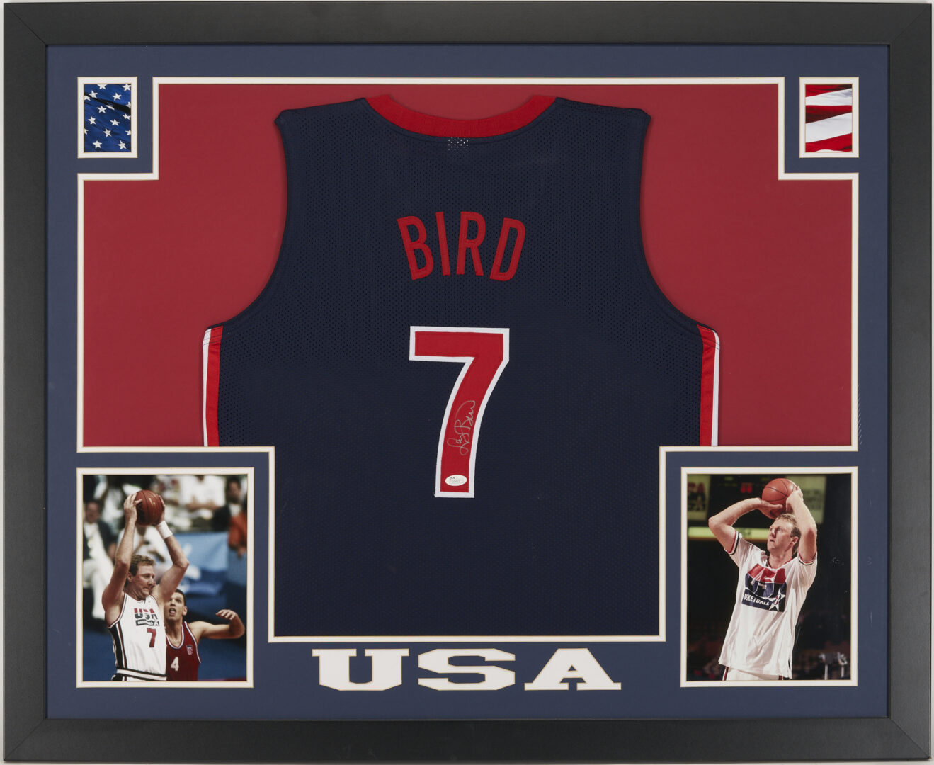 Lot 185: Framed Larry Bird Signed Jersey, JSA Authentication