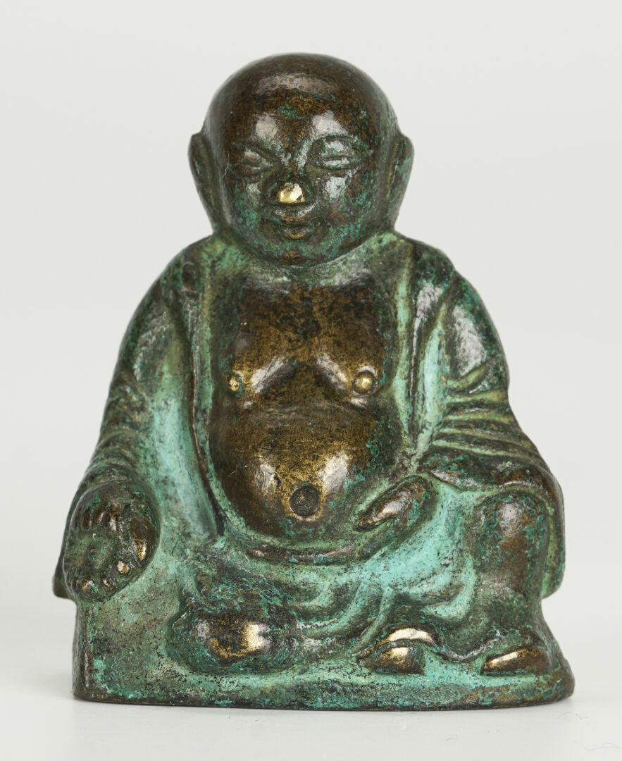 Lot 190: 3 Asian Bronze Items, Elephant, Teapot & Buddha