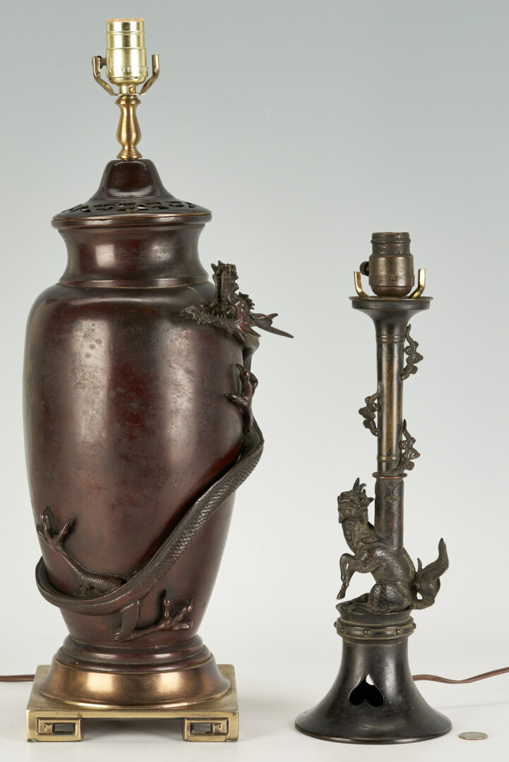 Lot 192: Two Japanese Bronze Table Lamps