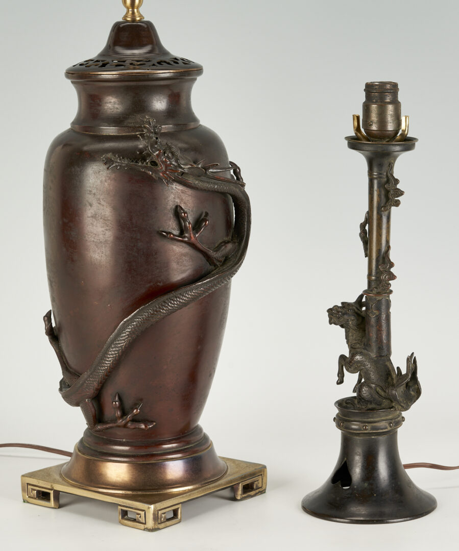 Lot 192: Two Japanese Bronze Table Lamps