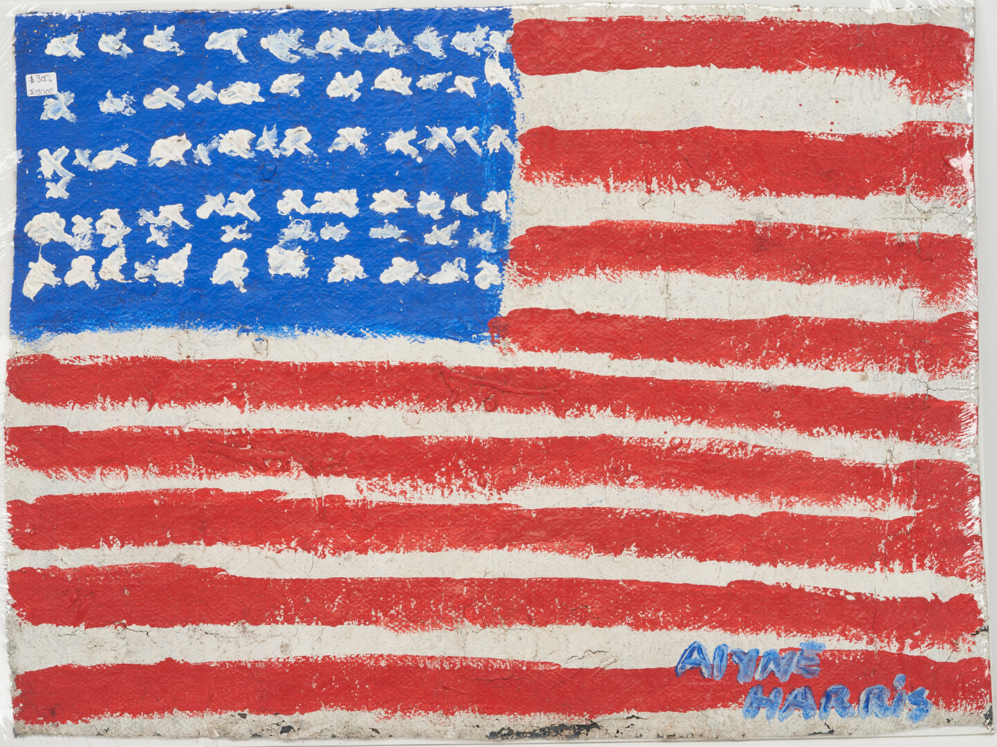 Lot 20: 2 Alyne Harris Folk Art American Flag Paintings