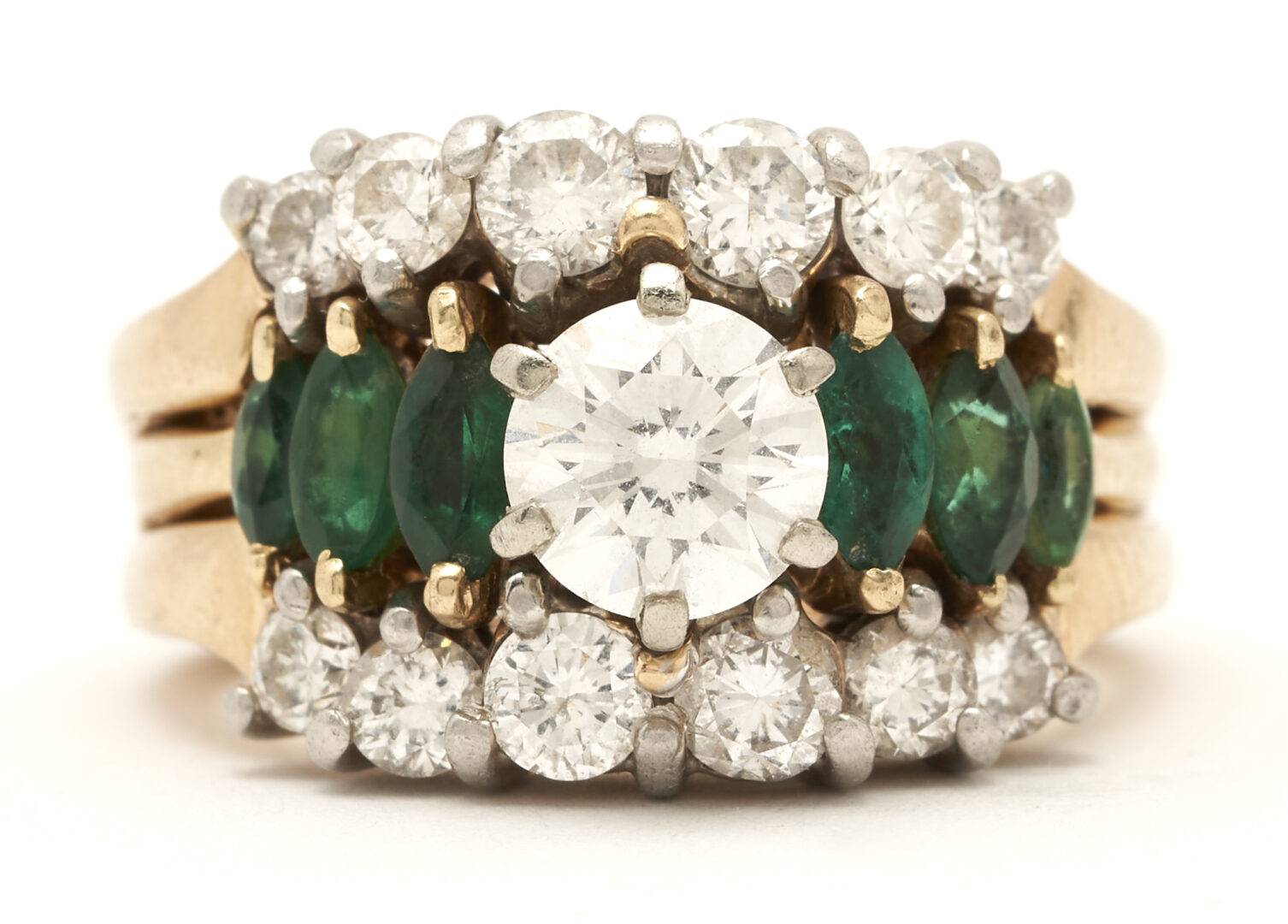 Lot 213: 14K Diamond & Emerald Ring