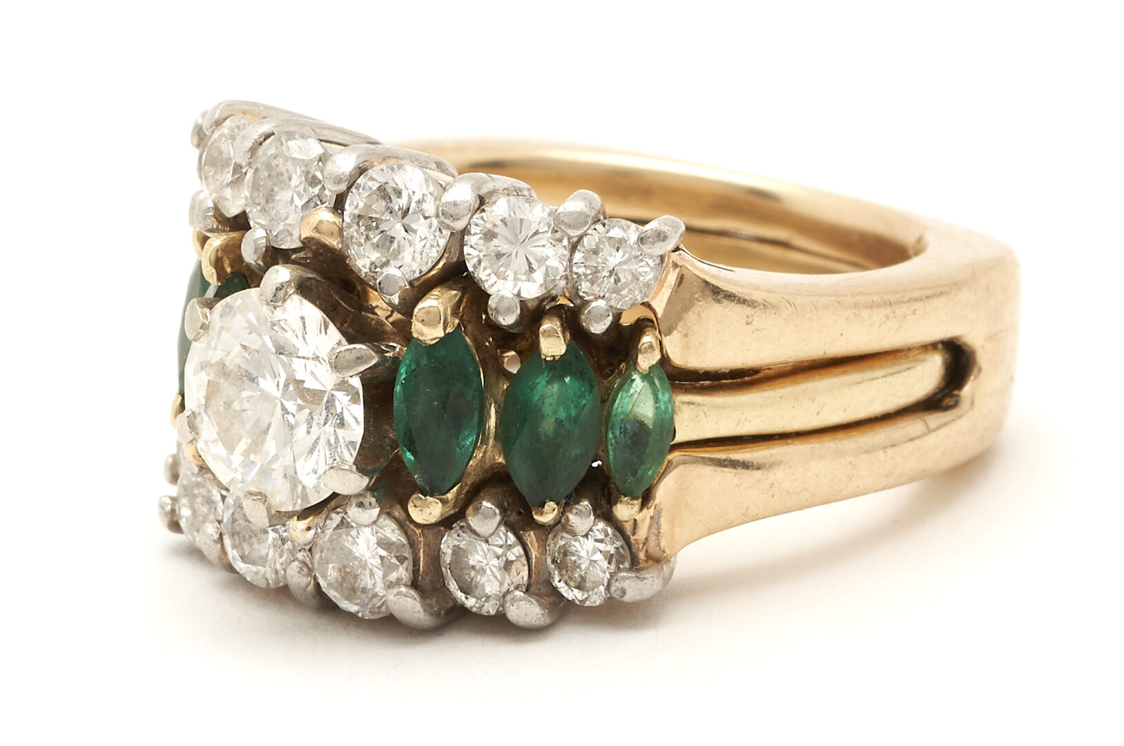Lot 213: 14K Diamond & Emerald Ring