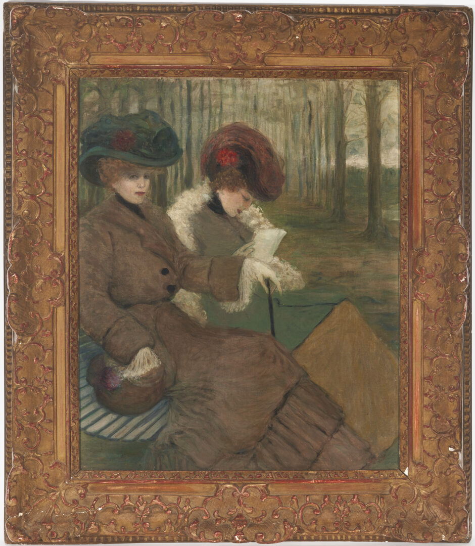 Lot 260: Willy Thiriar oil on canvas painting, Women in a Park