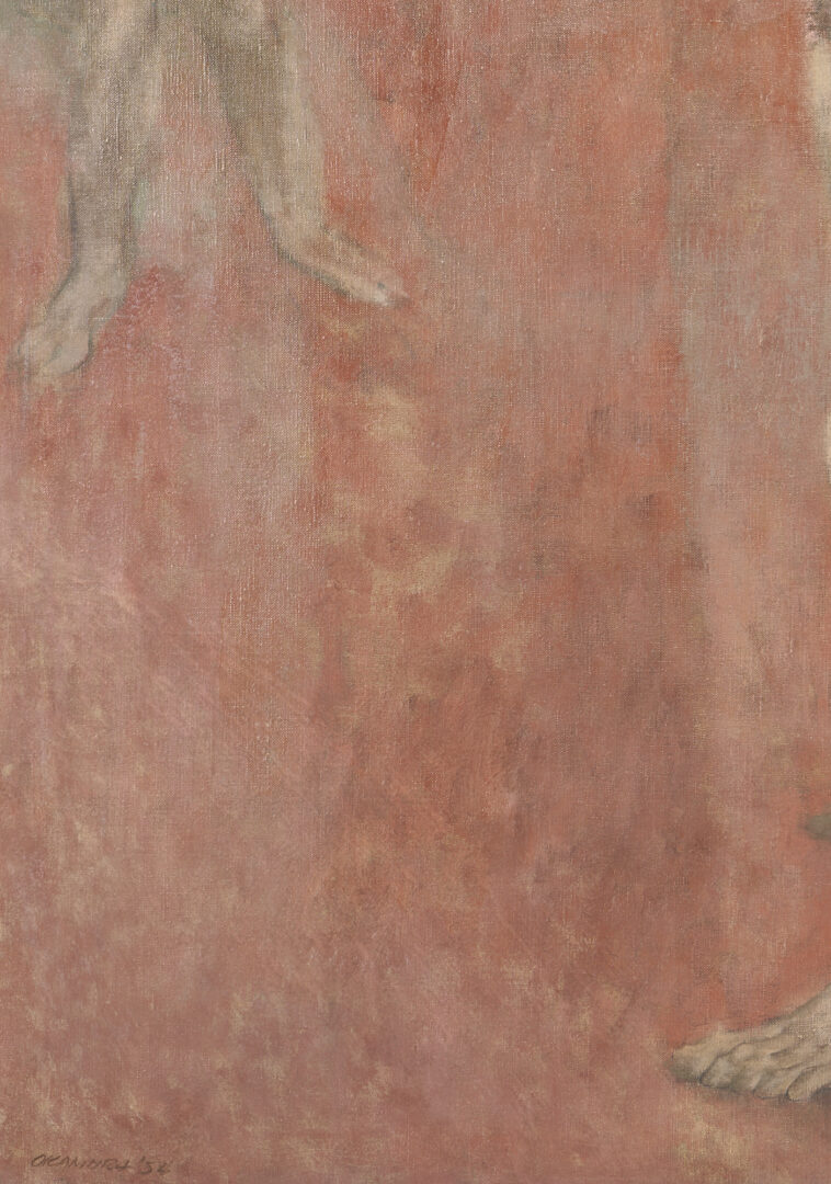 Lot 264: Arthur Okamura Oil on Linen Portrait of Two Nude Figures
