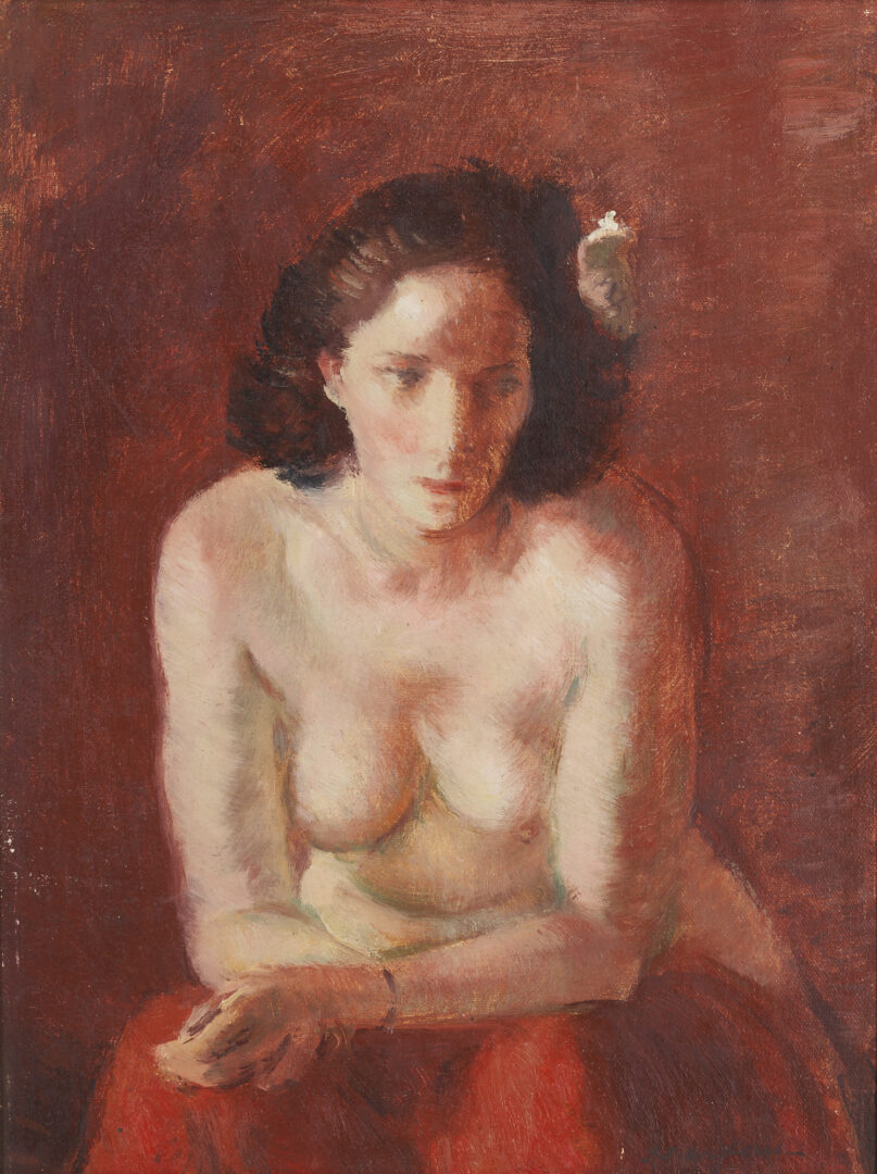 Lot 265: Loran Wilford, Oil on Board Painting of Nude Woman